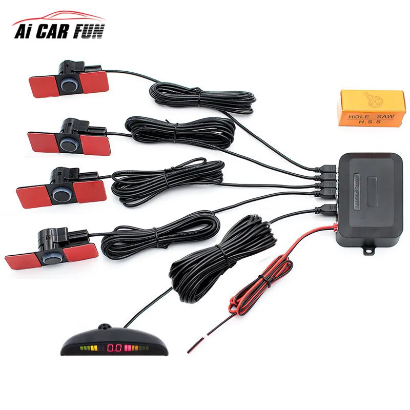 

New 16mm 6color Auto parktronic 4 Car parking sensor system detector radar monitor LED display reverse backup Parking Assistance