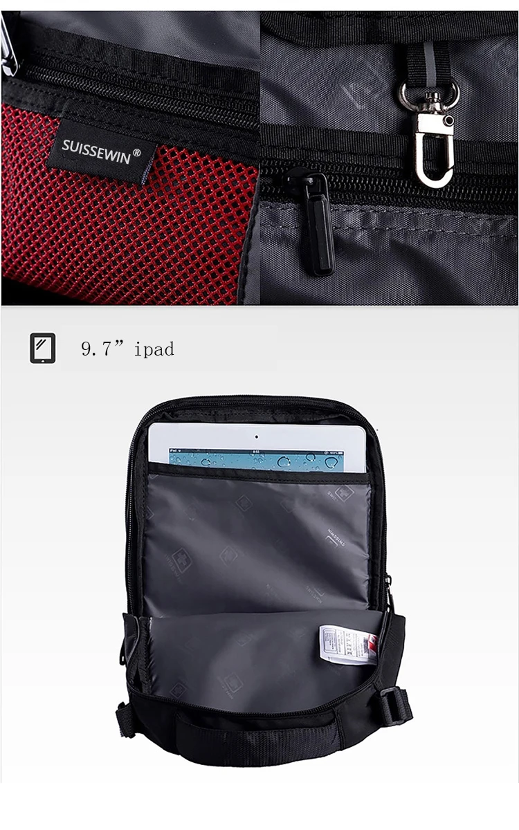 Swiss Shoulder Bag Leisure Briefcase Small Messenger Bag for 9.7" 11"Tablets and Documents Men's Black Handbag crossbody bag