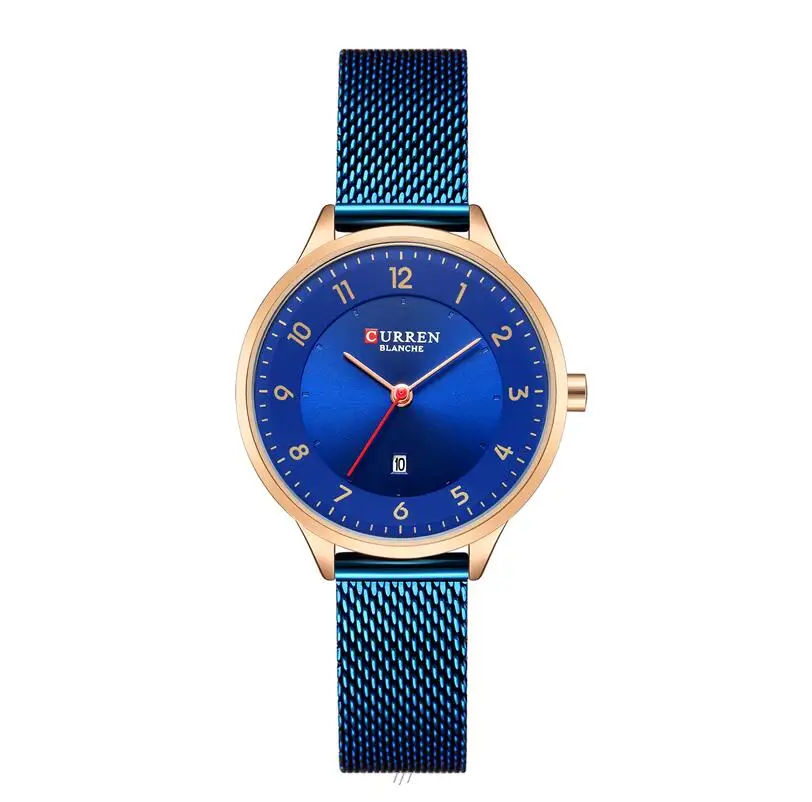 Curren Модные женские часы из нержавеющей стали золотые часы женские Curren женские кварцевые часы женские часы 9035B - Цвет: Blue Rose