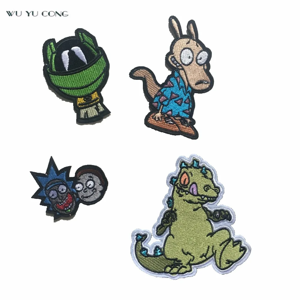 

10PCS DIY Alien Monster Embroidered Patches Iron-on Applique Clothes Cartoon Anime Dog Dragon Rick and Morty Patches Decoration
