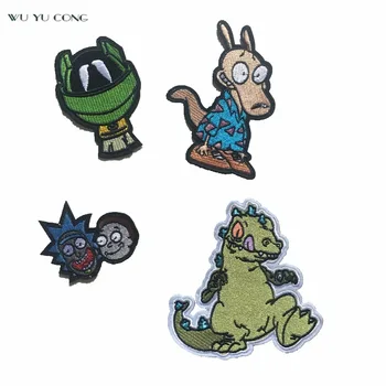 

10PCS/lot DIY Rocko Embroidered Sew/Iron-on Patches Applique Clothes Cartoon Anime Dog Dragon Rick and Morty Patches Decoration