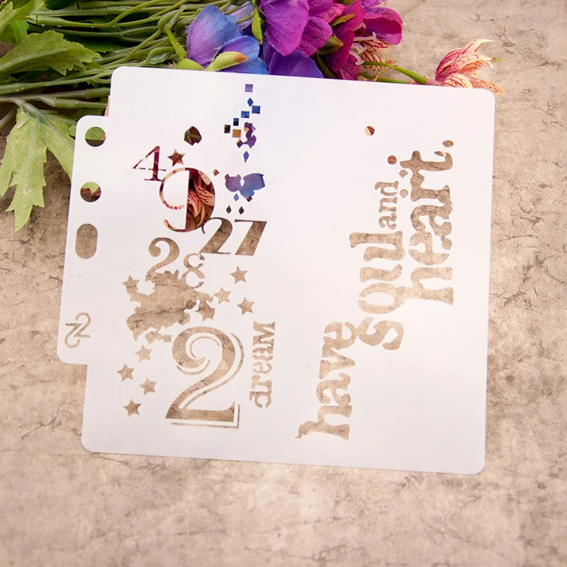 

13cm 5.1" Numbers and Words DIY Layering Stencils Painting Scrapbook Coloring Embossing Album Decorative Card Template