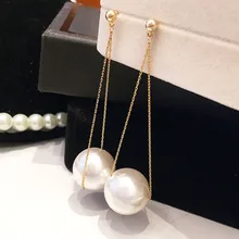 Корейская версия серьги с крупным жемчугом новые женские длинные темпераментные серьги чистые красные преувеличенные серьги