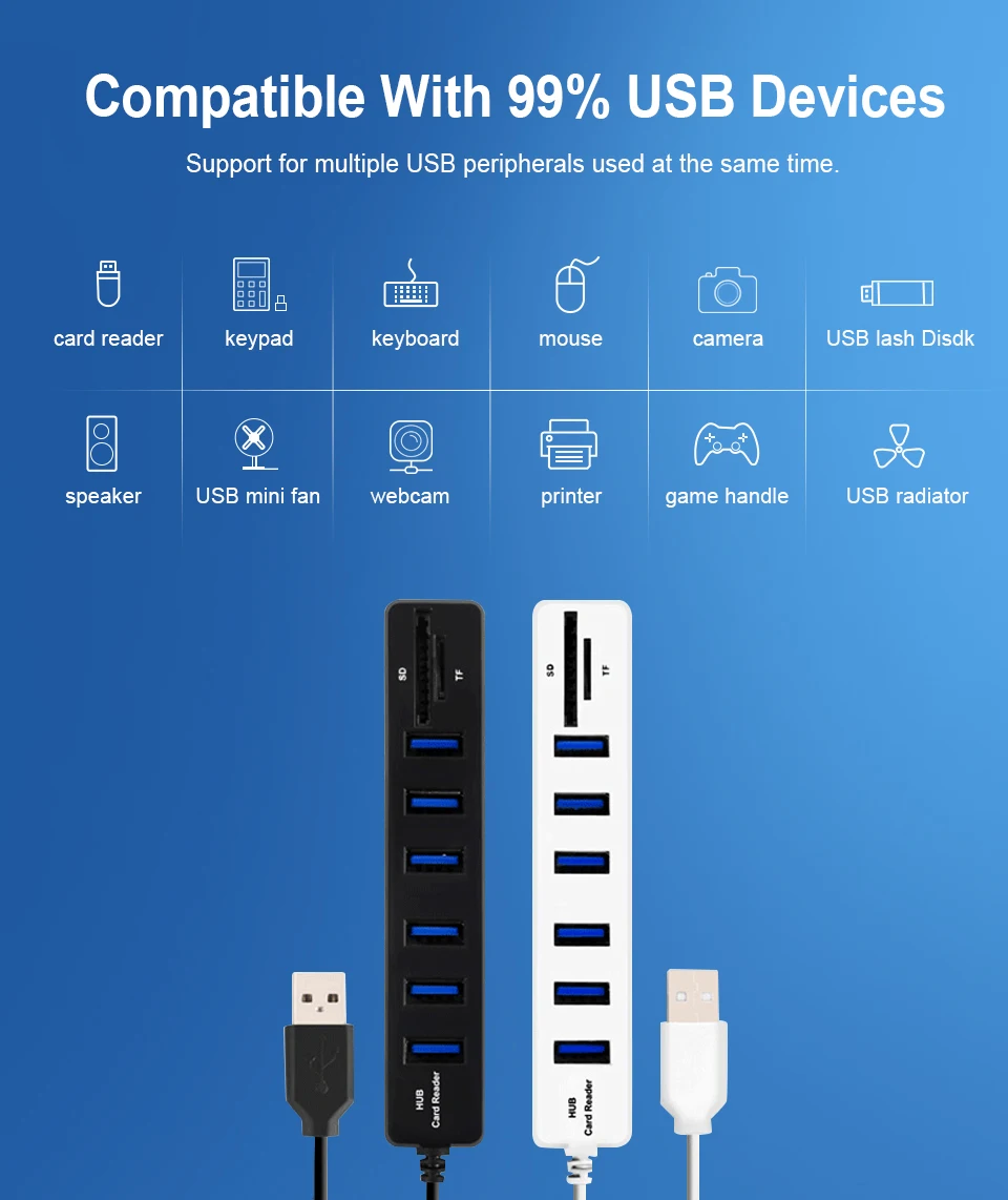 USB HUB 3,0 Combo многопортовый usb-адаптер 3,0 HUB 3 USB hab 3/6 порты 2 в 1 SD/TF Card Reader компьютер интимные Аксессуары для портативных ПК