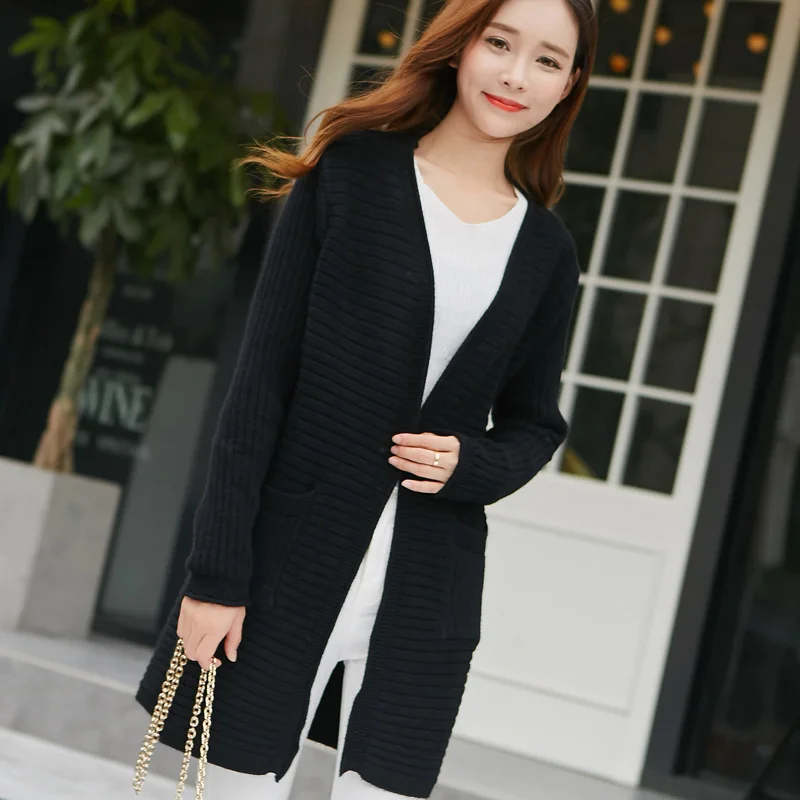 2018 Autumn Winter Women Long Sleeve Knitted Cardigan Sweater Thick Warm Cardigans Femme Knitting Coat |