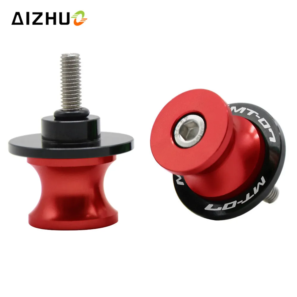 For Yamaha MT07 MT 07 MT-07 6mm Motorcycle Swingarm Sliders Spools CNC aluminum alloy With MT07 logo Rear Axle Sliders Screws