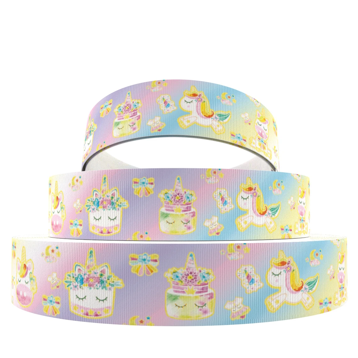 

David accessories 50yard 1"25mm Unicorn Printed Grosgrain Ribbon Rainbow Tape DIY Hairbow Decorations Ribbons Material,50Yc7174