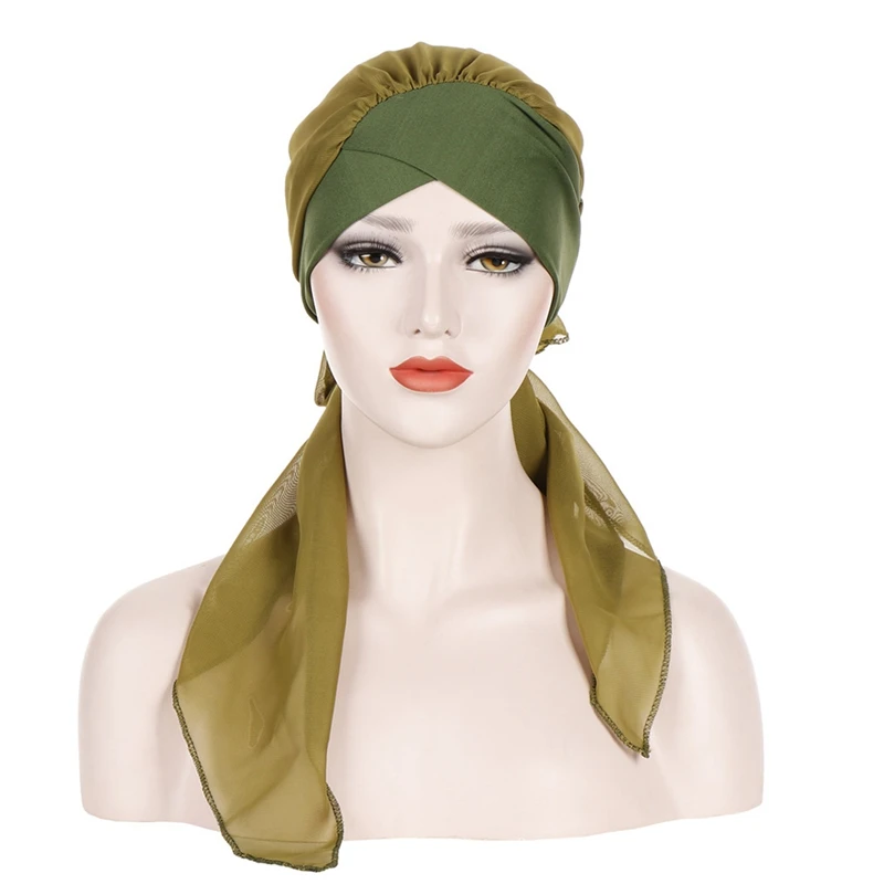 Turban Pre-Tied Boho Bandana Women Beach Long Head Wrap Scarf Cap Hair Accessori