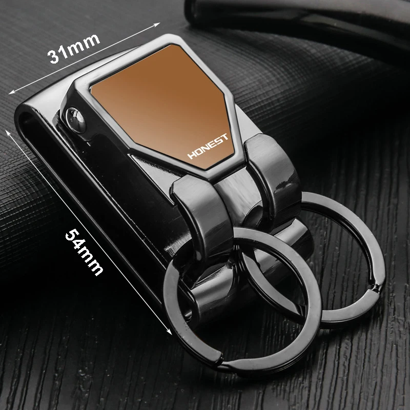 

Men Key Chain Belt Clip Pull Double Loops Silver Keychain Men Car Key Holder Novelty Trinket Genuine Key Rings Key Holder