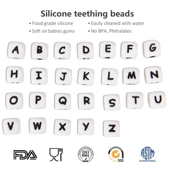 

Clearance!!! 100Pcs Food Grade Silicone Letter Beads DIY Baby Teething Necklace Pendant Beads Teething Toy Baby Necklace Teether