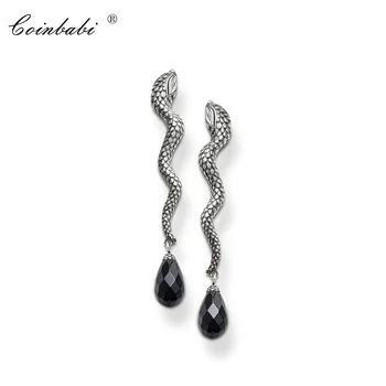 

Ear Stud Black Snake Trendy Gift For Women Ts High Quality Earring Thomas Style 925 Sterling Silver Crystal Fashion Jewelry