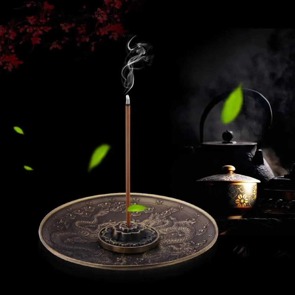 

Zinc Alloy Incense Stick Burner Holder Dragon Pattern Censer Plate For Candle Aromatherapy Furnace Incense Base