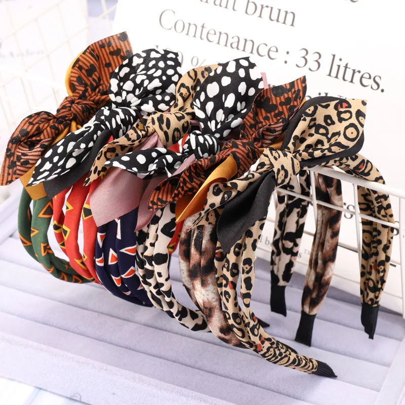 

Womens Ladies Bow Headband Panther Hair Band Leopard Girls Designer Summer Fashion Hairband Headdress Headwear Leopard Hairband