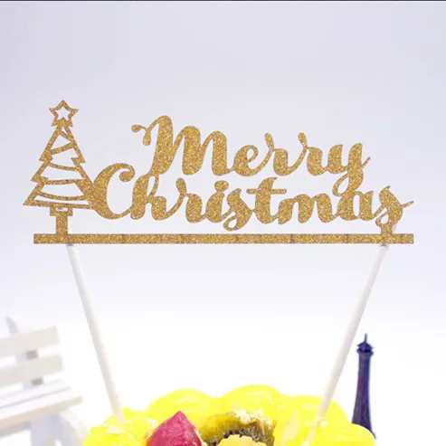 Merry Christmas Cake Flag With Christmas Tree Multi Colors Cake Topper Xmas Cake Flags For Christmas Party Cake Baking Decor