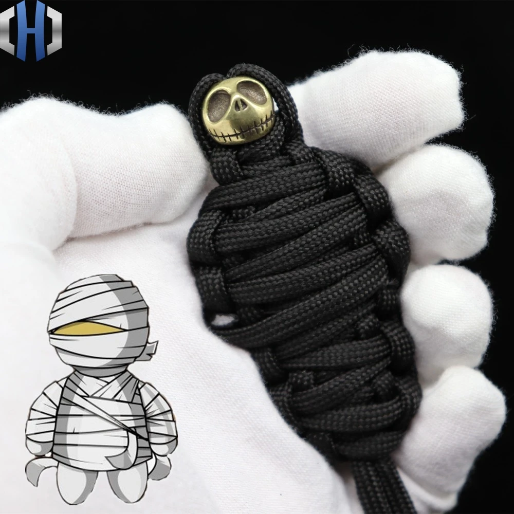 2 м 7 ядро Паракорд Чистая медь DIY Мумия тыква нож бусины латунные Хэллоуин череп