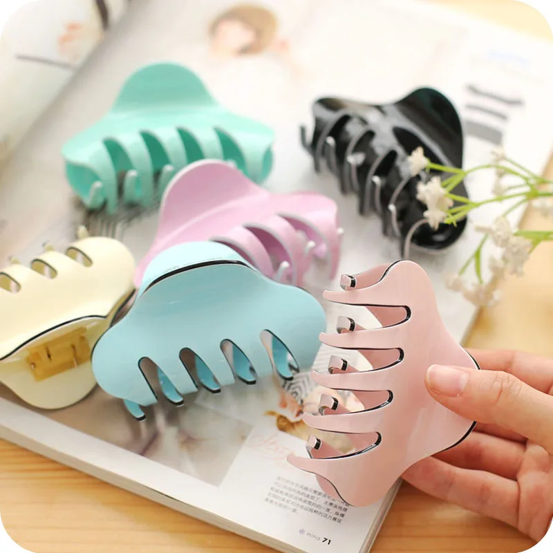 Women Hair Clip Large Size Acrylic Hairpins Solid Color Women Hair Crab Hair Claws Women Make UP Washing Tool Hair Accessories