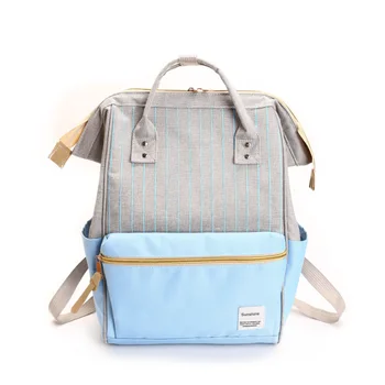 

Patchwork Stripe Backpacks Women Shoulder School Bag For Students Teen College Bookbag Panelled Canvas Rucksack Loptap nbxq254