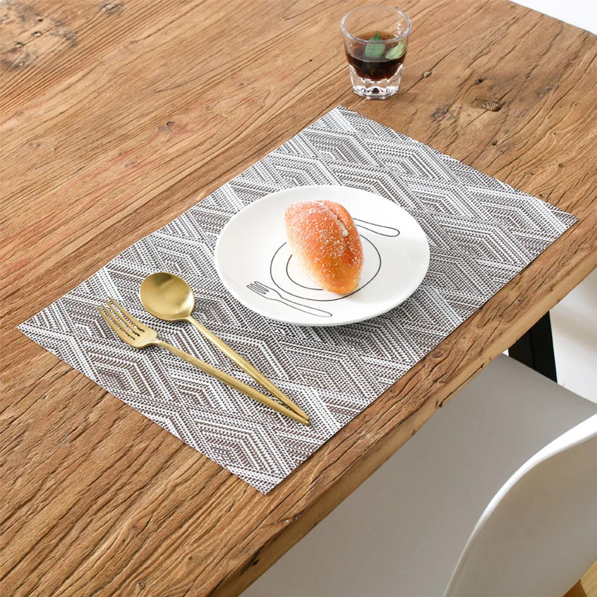 4 шт./лот, модный ПВХ коврик для столовых приборов с изоляцией, нескользящий коврик для обеденного стола