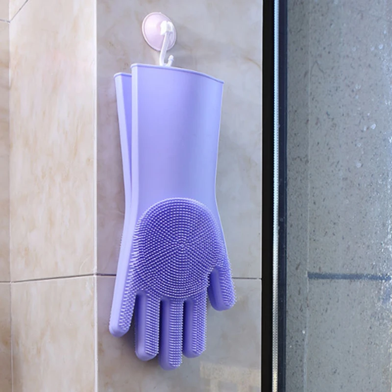 1 пара перчатки для чистки скруббера Волшебные кухонные перчатки силиконовые бытовые перчатки для мытья посуды