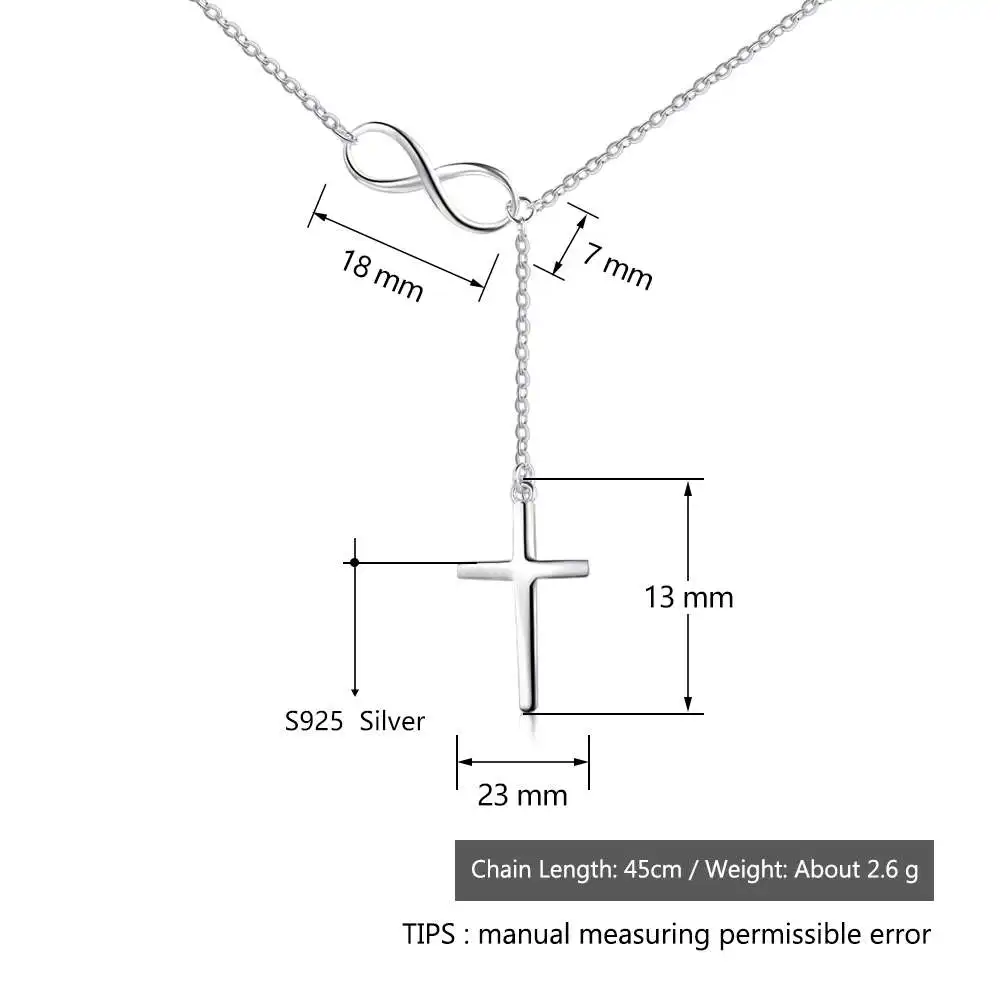Cross With Infinity Love Accessorise 925 Sterling Silver Pendant Necklace For Women Fashion Party Jewelry (JewelOra NE101965)