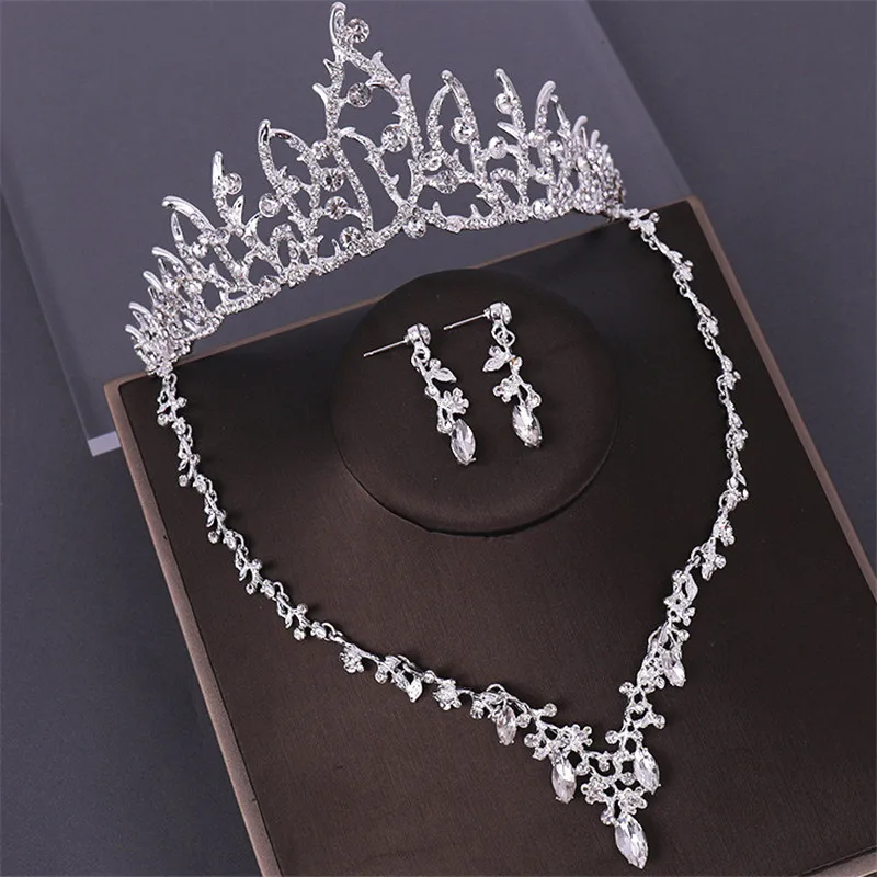 

Fashion Bride Jewelry Sets Women Necklaces Earrings Tiara Crowns Sets Bridal Wedding Necklaces/Earrings sets Jewelry Accessories