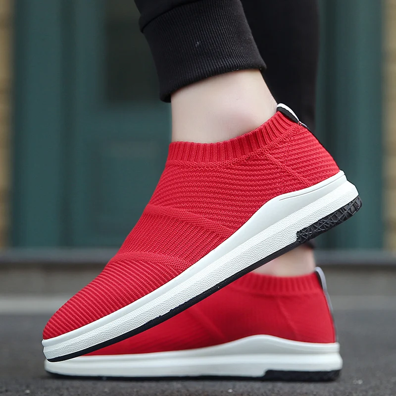 

2019Athletic Walking Shoes For Men Casual Breathable Mesh Sock Shoes Light Weight Comfortable Work Sports Shoes Fashion Sneakers