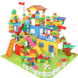 DIY строительные блоки большая частица красочный город Собранный Дом Модель Набор творческого обучения Развивающие игрушки для детей