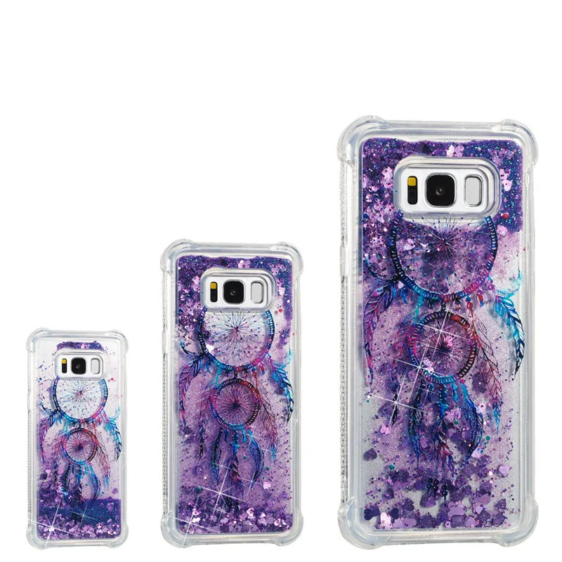Liquid Case for Samsung Galaxy A6 A8 Plus 2018 S8 S9 Plus S6 S7 Edge Note8 Note9 S5 S6edge Glitter Love Silicone PC Full Cover (35)