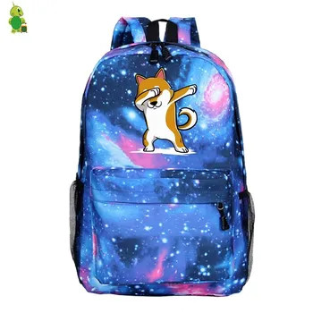 

Dabbing Animal Dog Pug Backpack Galaxy Space Teenagers School Bags Women Men Laptop Backpack Travel Rucksack Kids Book Bags