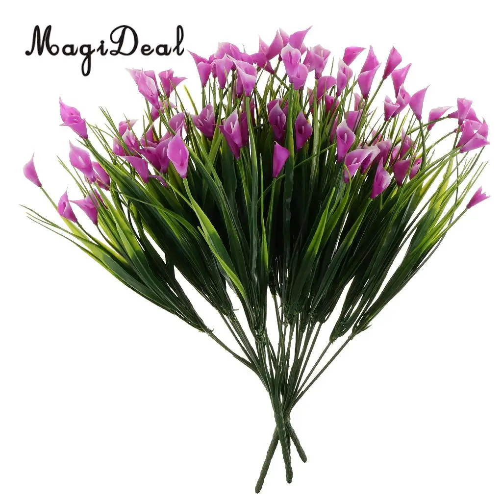 4pcs Artificial Shrubs Calla Lily Plastic Greenery Plants Flower Arrangement for Home Kitchen Dining Room Hanging Decor