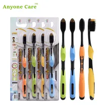 4 шт. Единая упаковка зубная щетка из древесного угля черная двухслойная мягкая щетка для выпрямления волос зубная щетка для взрослых