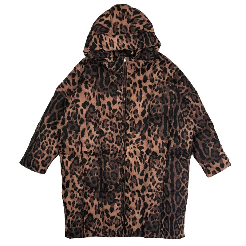 2018 New Autumn Winter Hooded Long Sleeve Leopard Printed Loose Large Size Cotton-padded Coat Women Parkas Fashion Jackets X209 2018 New Autumn Winter Hooded Long Sleeve Leopard Printed Loose Large Size Cotton-padded Coat Women Parkas Fashion Jackets X209