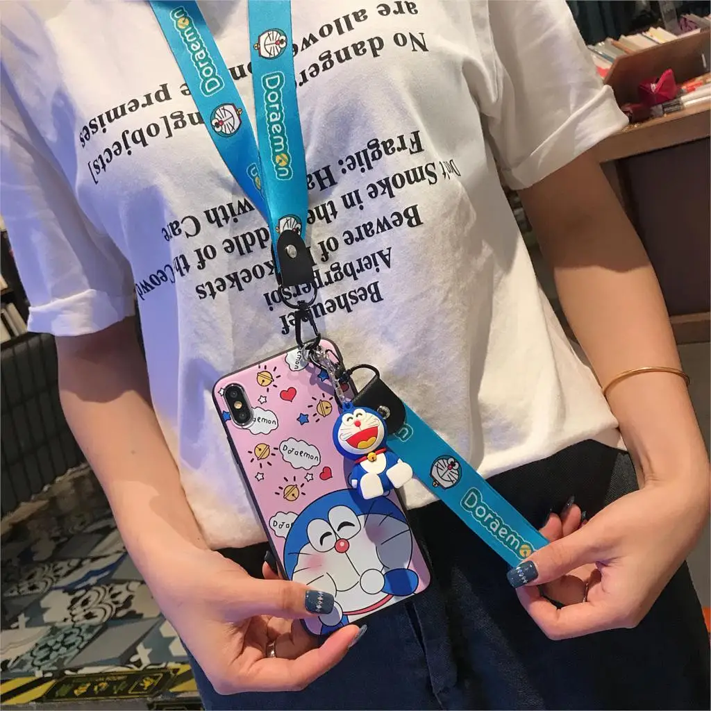 Чехол для iPhone 12 11 Pro Xs Max XR 6 7 8Plus чехол с надписью Love Doraemon из ТПУ мягкий подставка