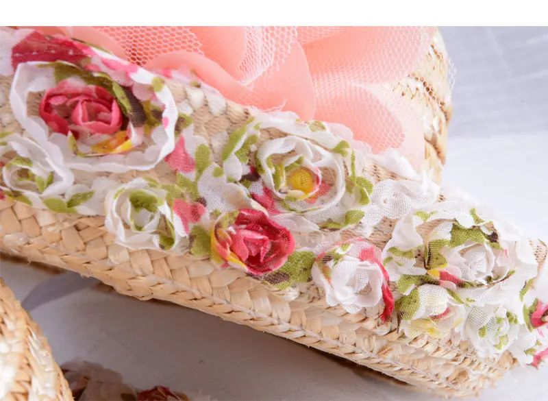 baby straw hat womens straw hats for women summer beach sun hat kids girls with flowers  (5)