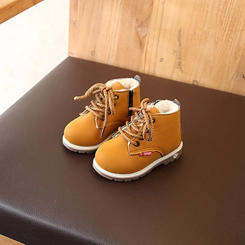 

2019 Children Boys Martin Boots Autumn Winter boys and Girls Fashion keep warm Leather Boots Gentleman Non-slip Kids boots