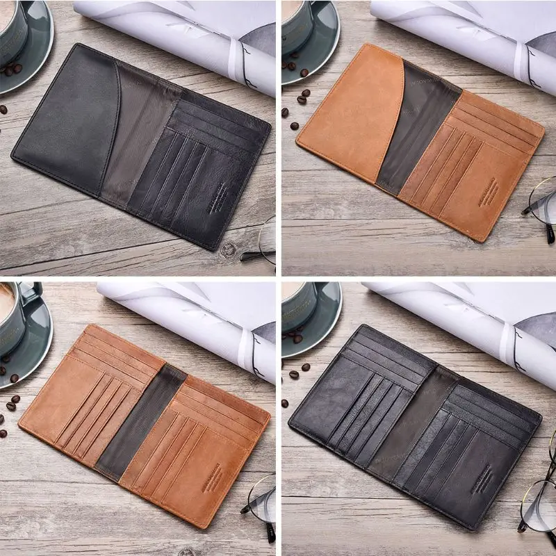 

Retro Genuine Leather Cowhide Travel Passport ID Card Cover Holder Case Protector Organizer Wallet