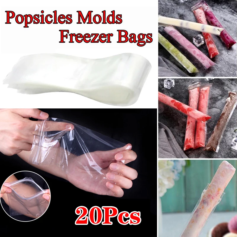 20 штук прозрачный лед формы сумки PE одноразовый лед палочки мешок здоровые домашние изготавливаем для клиентов различные ароматы мороженого инструменты