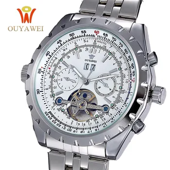 

relogio masculino OUYAWEI Men Skeleton Automatic Mechanical Watch 2019 Stainess Steel Watch Transparent Montre Homme Wristwatch