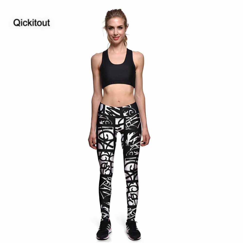 Qickitout леггинсы модные новые сексуальные леггинсы черные белые граффити 3D принт женские брюки горячие брюки ropa mujer горячая распродажа