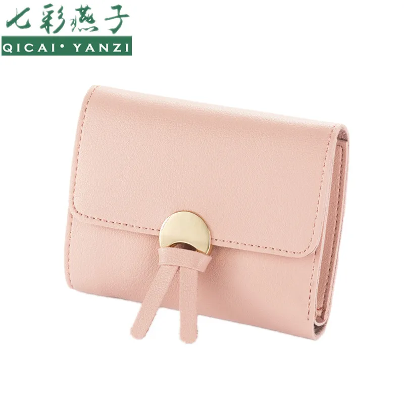 QICAI.YANZI Small Tie Metal Hasp Wallets Mujer Lea...