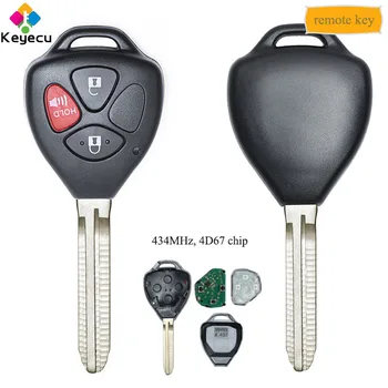 

KEYECU Remote Control Car Key With 3 Button 434MHz 4D67 Chip - FOB for Toyota Camry 2003 2004 2005 2006 2007 2008 2009 2010 2011
