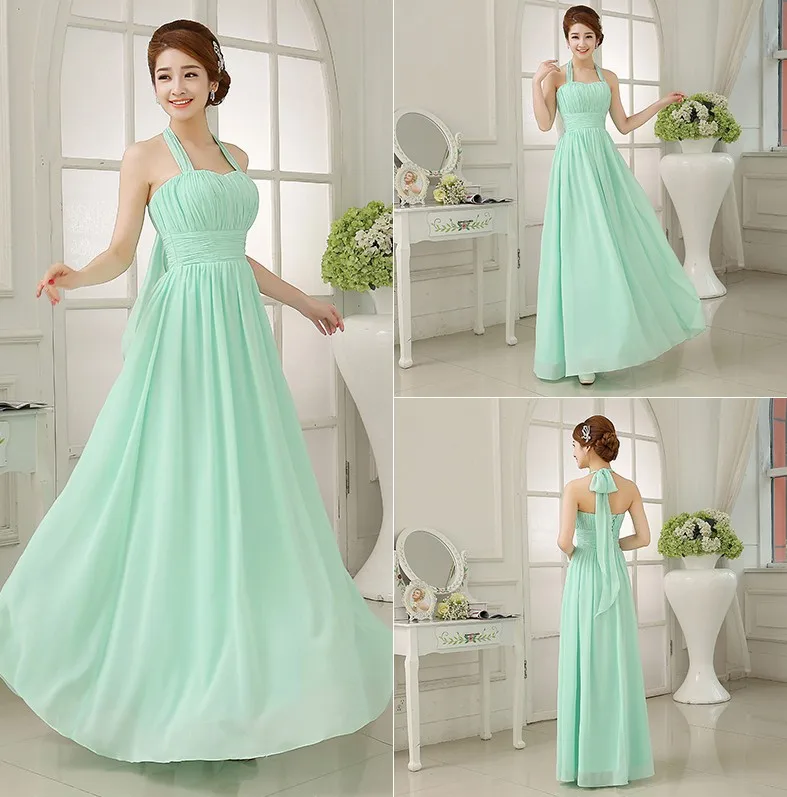 Мятного цвета для подружки невесты платья вечерние длинные вечерние платья из шифона светло-зеленые платья на выпускной продвижение SW180328