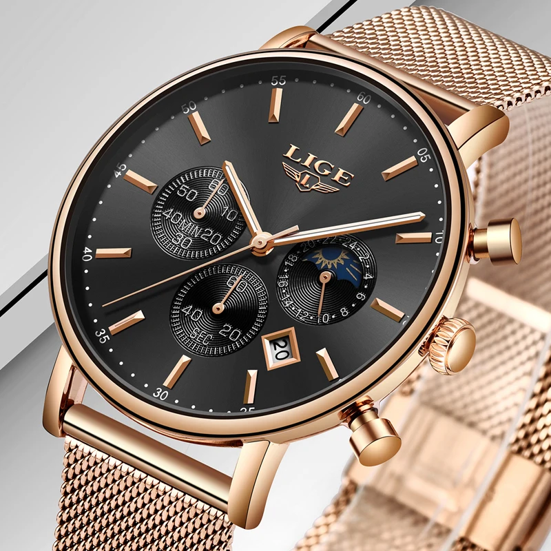 LIGE Mens Watches Top Brand Luxury Quartz Wristwatch Mem Grid strap All Steel Waterproof Sport Chronograph+Box Relogio Masculino LIGE Mens Watches Top Brand Luxury Quartz Wristwatch Mem Grid strap All Steel Waterproof Sport Chronograph+Box Relogio Masculino