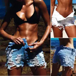 Модные джинсовые шорты женские летние эластичные женские Шорты джинсы Рваные Края короткие пляжные пикантные Шорты для женщин