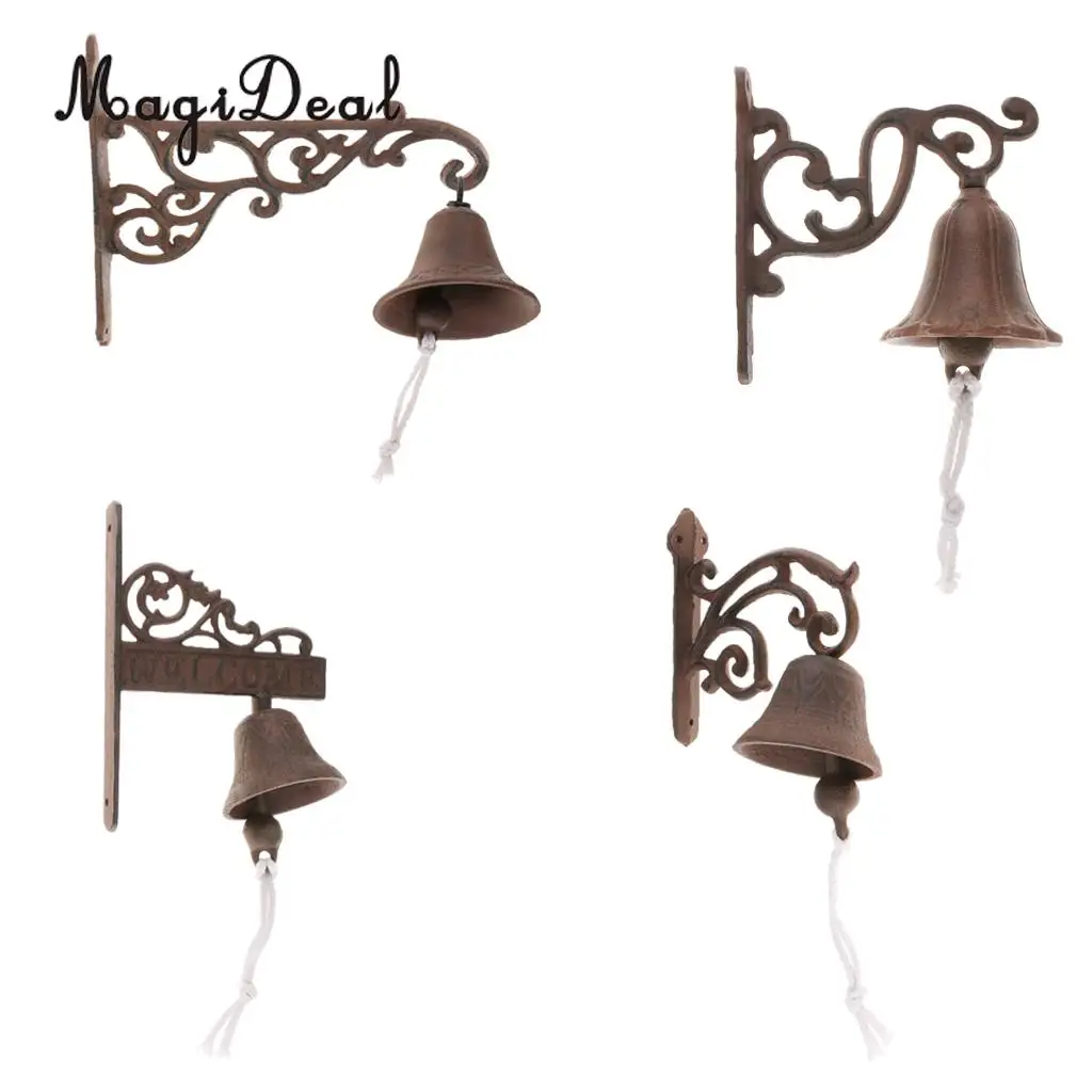 Outdoor Dinner Bells Vintage Antique Cast Iron Bracket Mounts Bell Indoor Outdoor Wall Mounted Door Bells