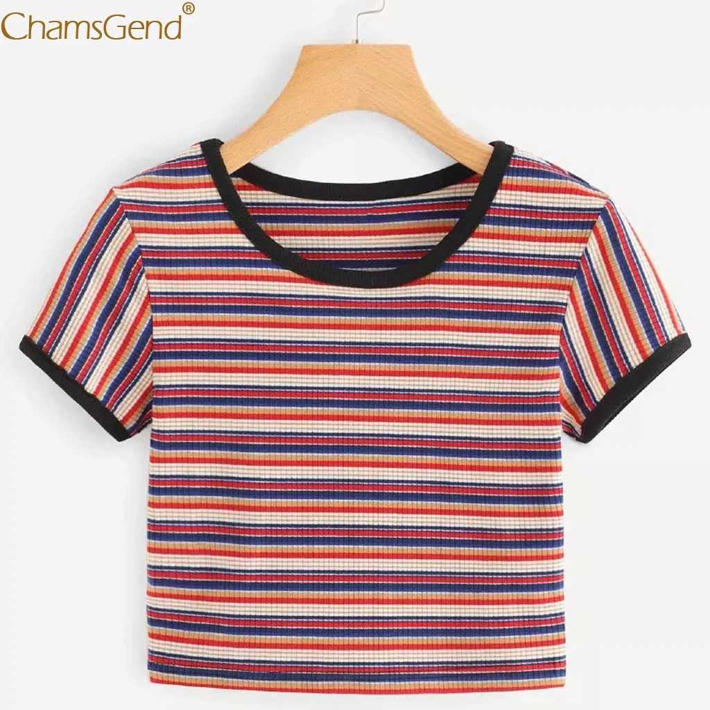 

Blouse Et Chemisier Femme Womens Tops And Blouses Casual Short Sleeve Striped Slim Fit High Quality Blouse Women Summer Apr