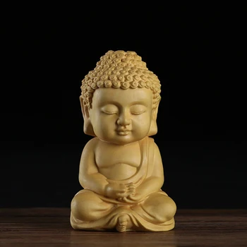 

New 7*4CM Chinese Box Twig Buddha Wood Carving Car Interior Ornament Buddhism Figure Hand-craft Interior Car Accessories Gifts