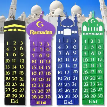 

Happy EID Mubarak Decor Ramadan Kareem Calendar Table Runner Blue Black Glitter Gold Muslim Party EID Ramadan Festival Present