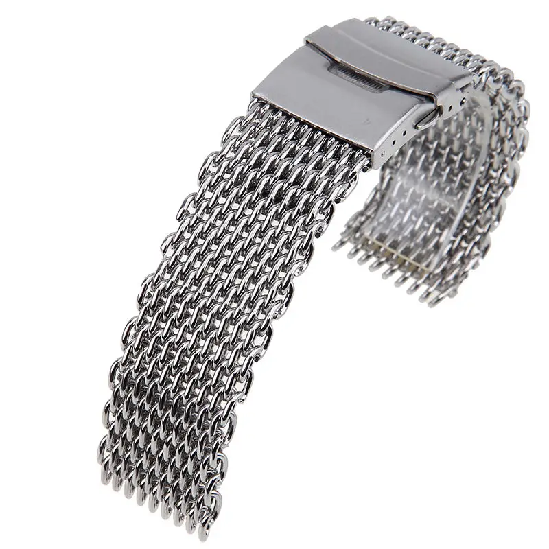 Shellhard ремешок для часов из нержавеющей стали, серебряный браслет, ремешок для наручных часов с прямым концом, сетчатый ремешок для часов 18 мм, 20 мм, 22 мм, 24 мм