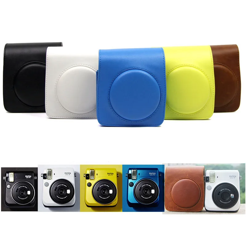 

PU Leather Shoulder Strap Bag Case Pouch For FUJIFILM Instax Mini 70 Vintage Solid Color Camera Carry Cover Case